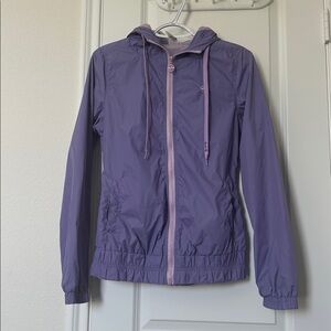 Split Light Purple Lavender Waterproof Hooded Zipper Jacket